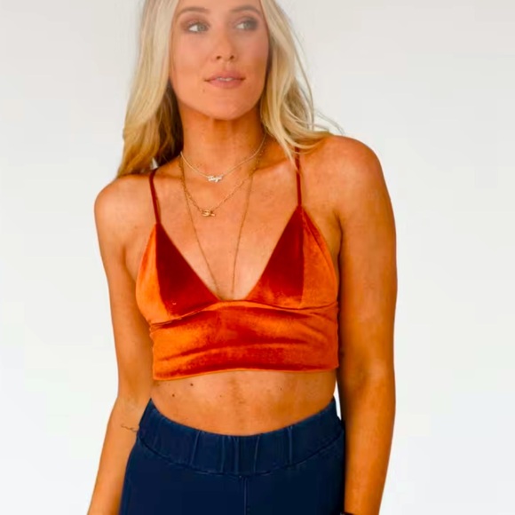 Mod Rust Velvet Bralette - Picture 2 of 6